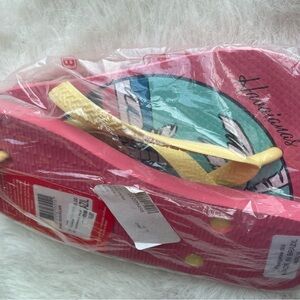 Havaianas Vibrant Pink Flip Flops with Yellow Straps